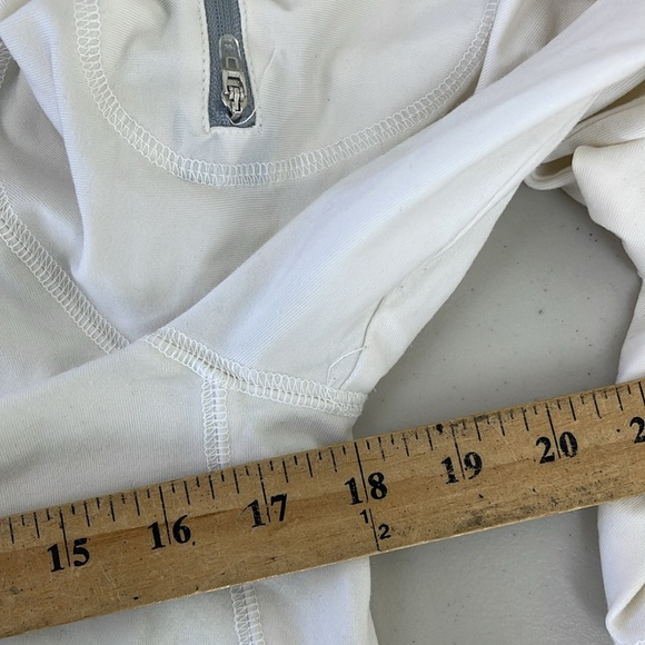 Alo white jacket scuba style ponytail hoodie hole - Picture 8 of 13